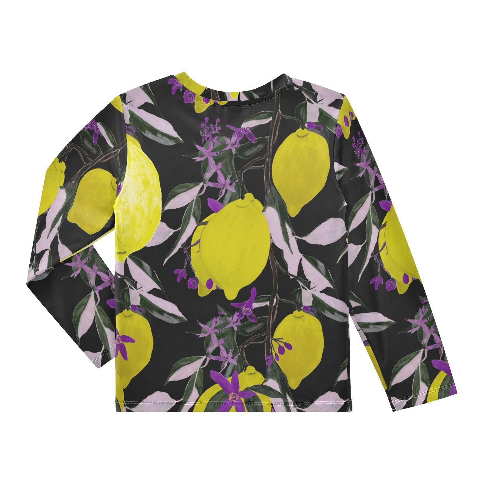 Flower Lemon Purple Leaves Rash Guard Shirt for Boys Sun Protection Shirt for Kids Toddler UPF50+ 5-6T