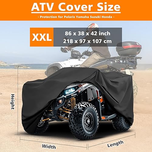 Miniatura 3 de COVERVIN - Cubierta impermeable para ATV de servicio pesado, protección contra lluvia y sol para todo clima, cubierta para quad de 4 ruedas para