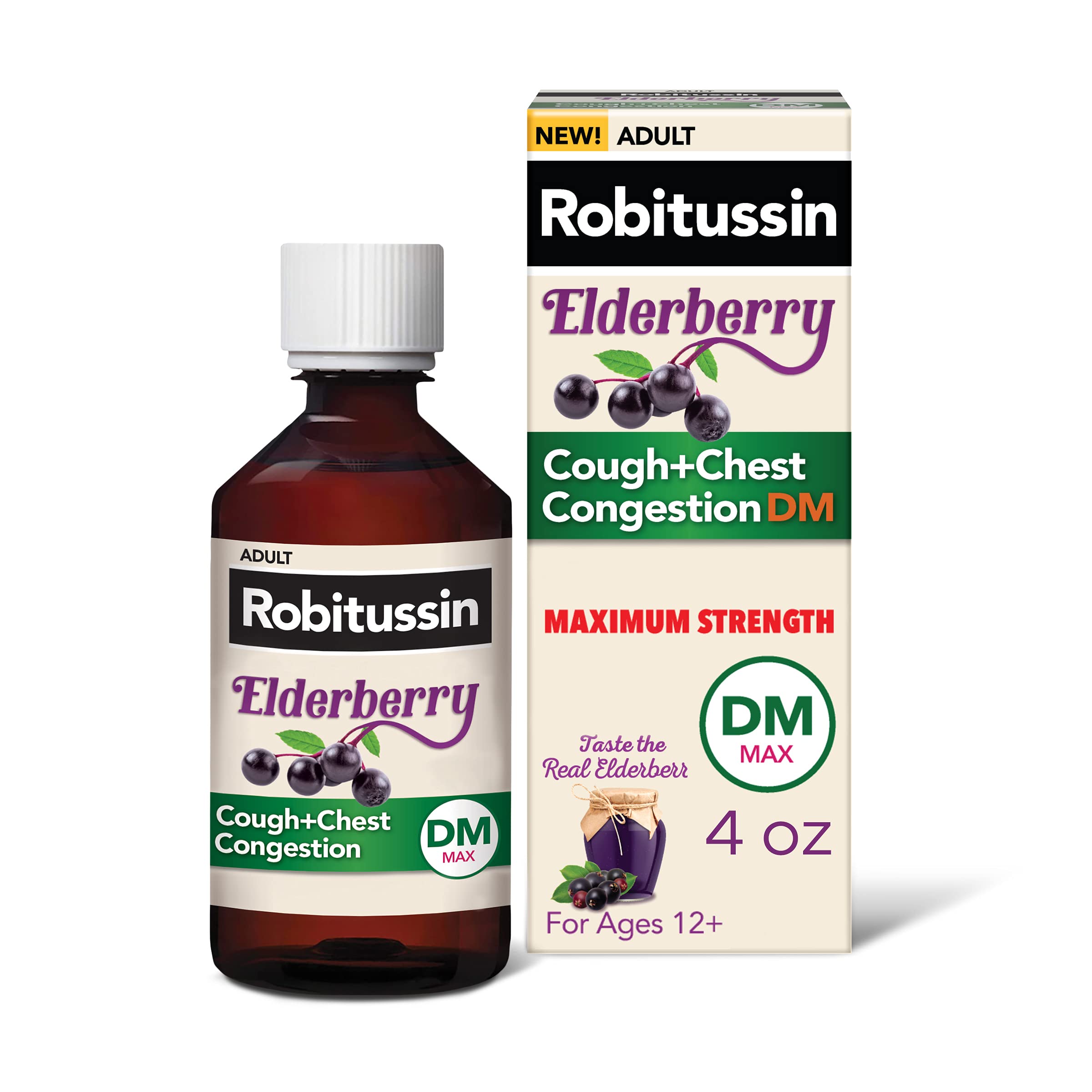 Buy Robitussin Maximum Strength Elderberry Cough + Chest Congestion DM