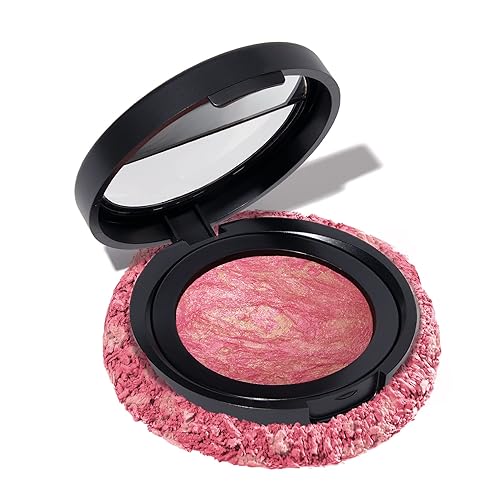 LAURA GELLER NEW YORK Blush-n-Brighten - Rubor marmoleado horneado para mejillas - Tono Sunlit Rose (rosa iluminada por el sol) - Acabado satinado -