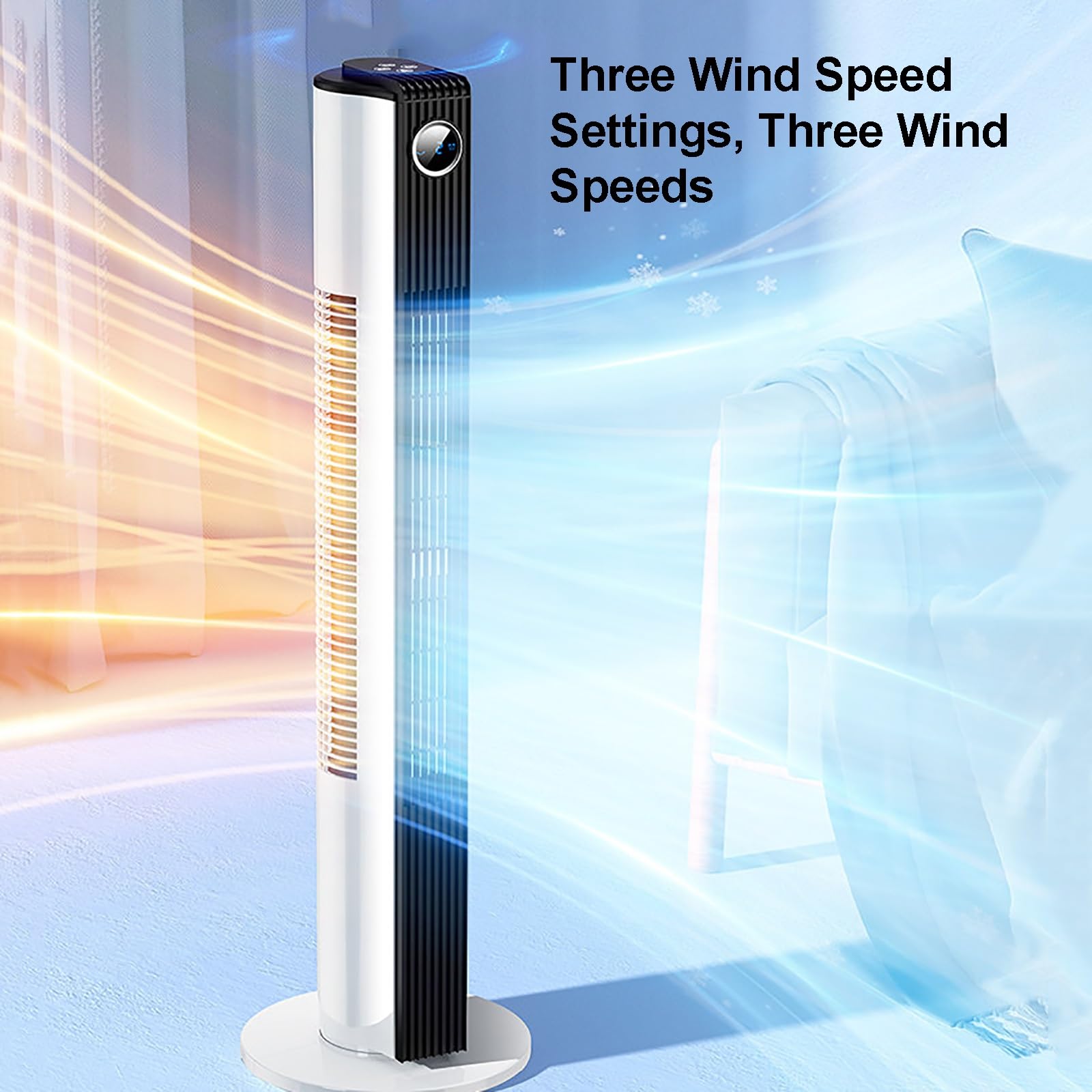 Wentylator Wieżowy Bezłopatkowy, Wentylator Chłodzący | Z Pilotem, Oscylacja 85°, 3 Prędkości, 4 Tryby, Timer 12H, do Sypialni, Domu I Biura(110cm/43.3in)