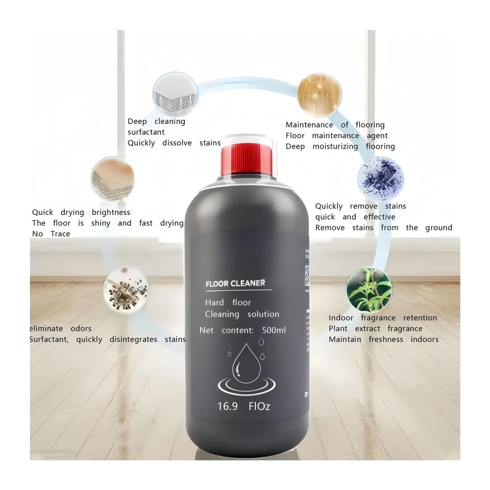 3 Stück 500 ml bodensichere Hartbodenreiniger-Flüssigkeit