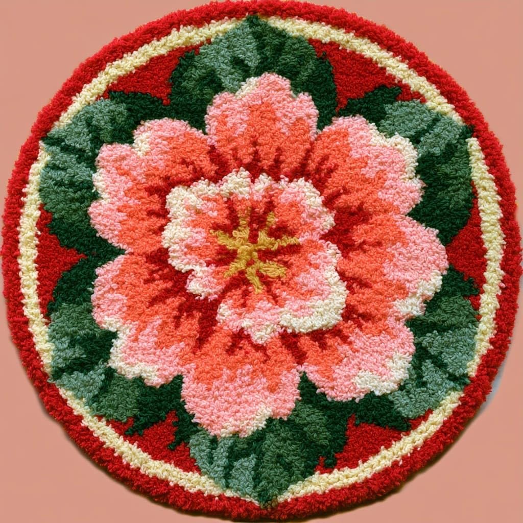 AMBATTERY Latch Hook Rug Kit Latch Hook Kits for Adults,Crabapple Blossoms