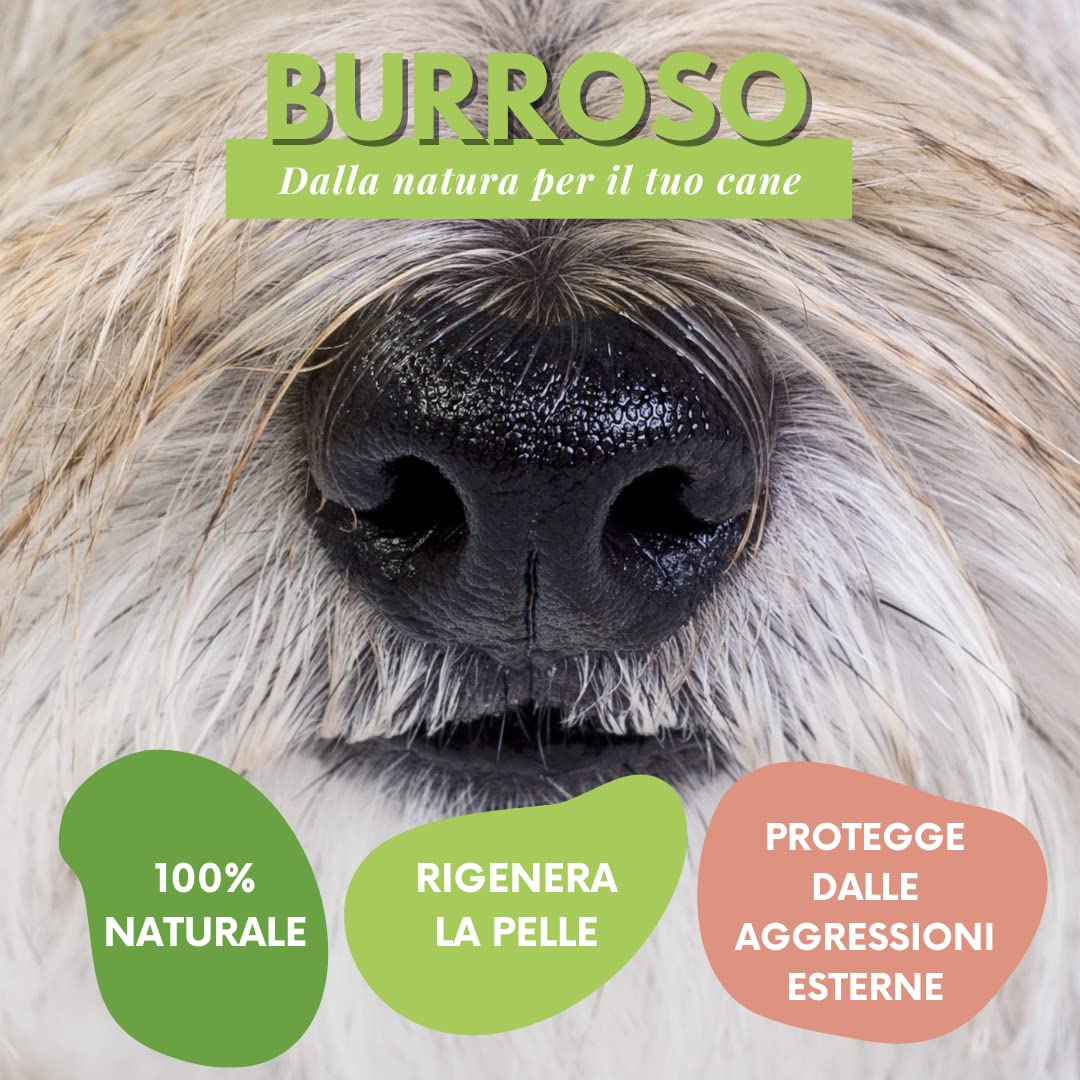 My Natural Dog BURROSO - Balsamo Naturale per Naso e polpastrelli del Cane - Formula Human Grade, Made in Italy con Olio Essenziale di Lavanda, Vitamina E, Burro di Karité, Olio di Cocco e Cera d'Api