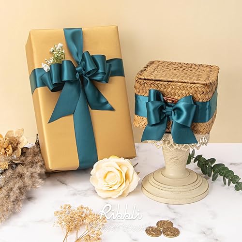 Miniatura 134 de Ribbli - Cinta de satén blanca de doble cara, 1 pulgada x 25 yardas, uso para ramo de lazos, envoltura de regalos, arreglos florales