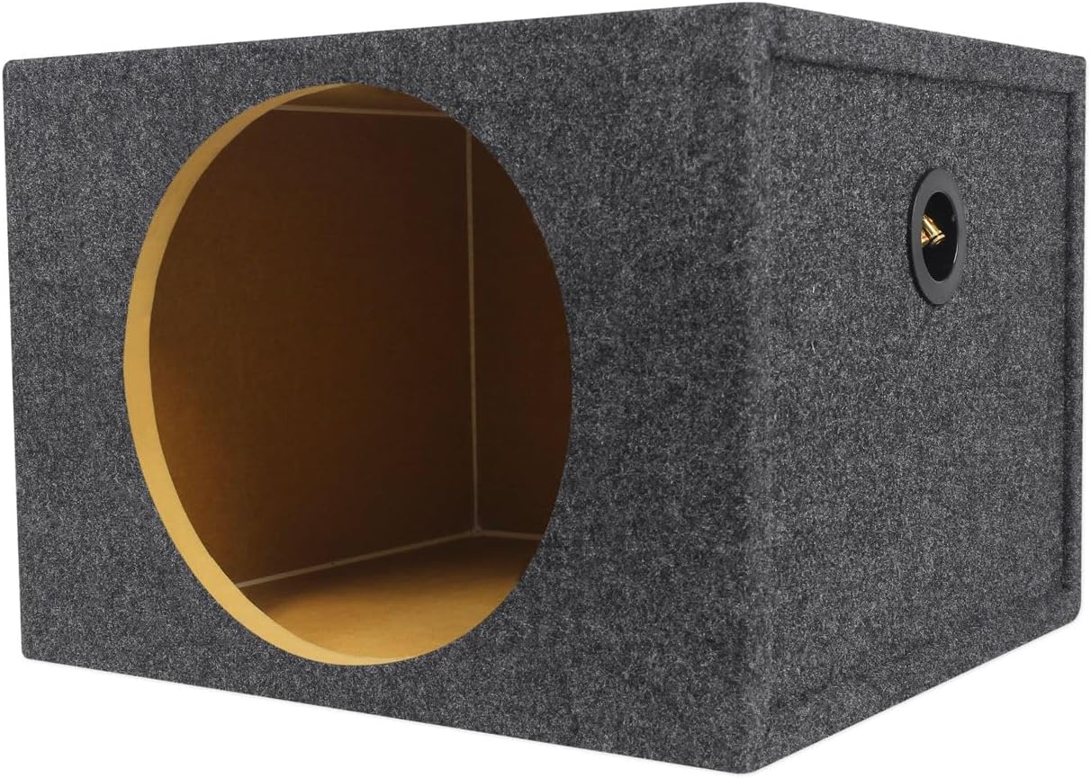 Rockville RMS12 Single 12" Sealed Subwoofer Enclosure, 1.6 Cu Ft, 3/4" MDF Construction, Air-Tight Design, Deep Bass, Durable Build, Made in USA, for Car Audio Enthusiasts