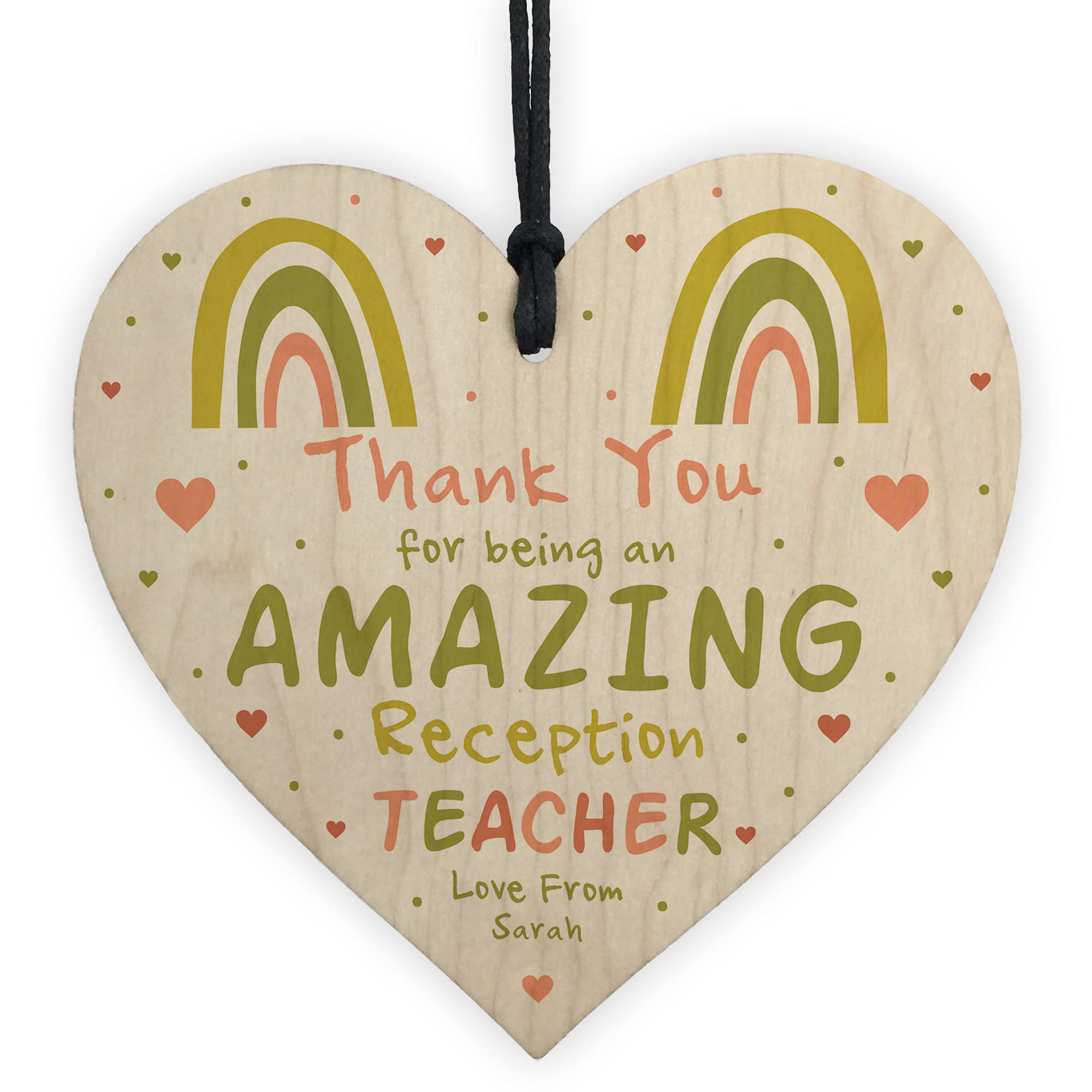 Personalised Reception Teacher Heart Wood Plaque Thank You Gifts Leaving Gift