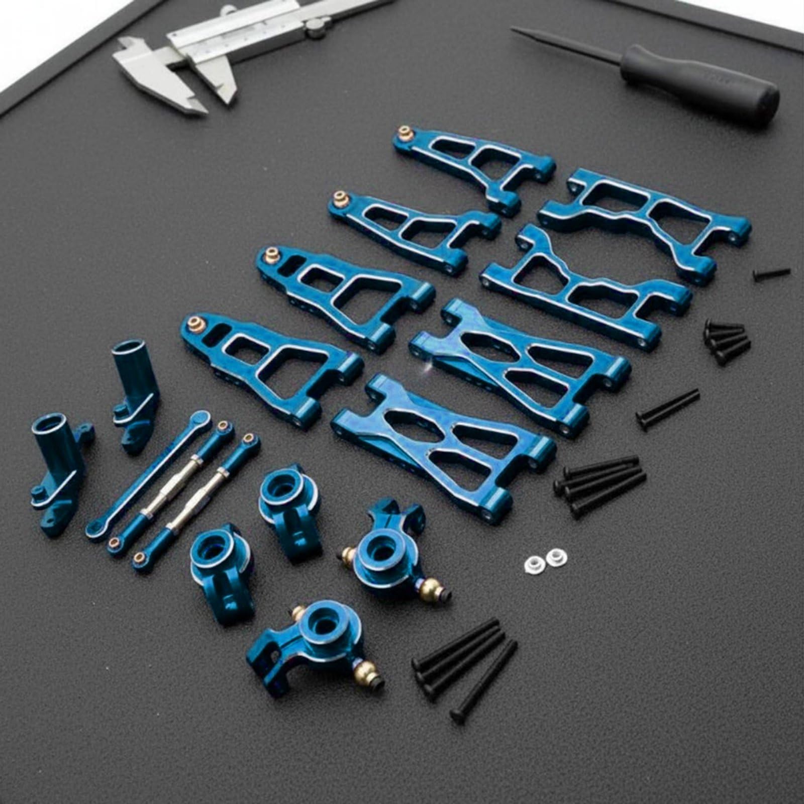 harayaa Kit de Mejora de Coche RC con Brazos Oscilantes Superiores E Inferiores de Aleación de Aluminio 6061 para Modelos UD1201 UD1202 y UD12PRO Adecuado, Rojo+Plata