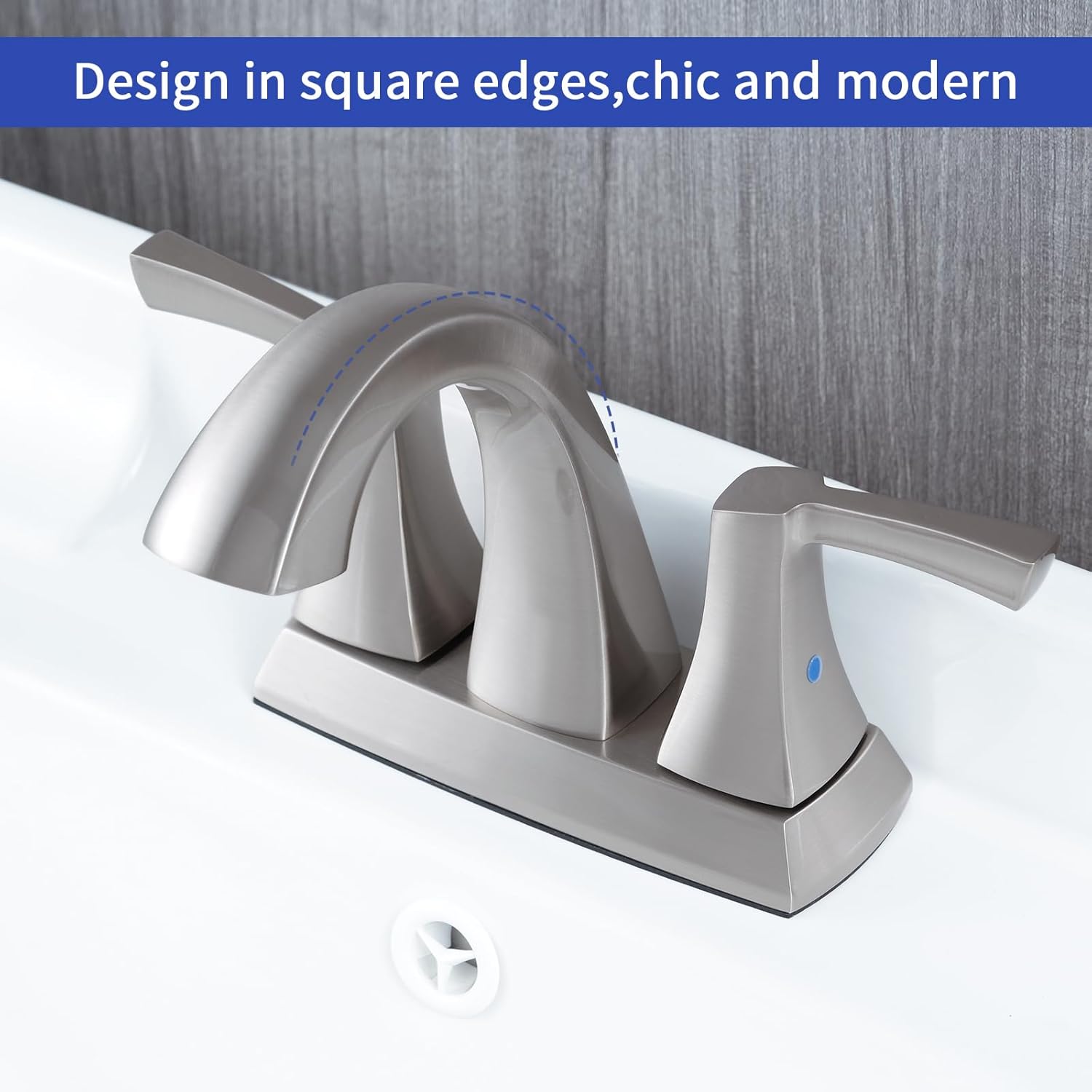 VXV Bathroom Faucet Brushed Nickel, 2 Handles Low Arc Bathroom Sink Faucets, 4 Inch Centerset Bath Lavatory Faucets with Pop-up Drain & Faucet Supply Lines (BN) - Image 5