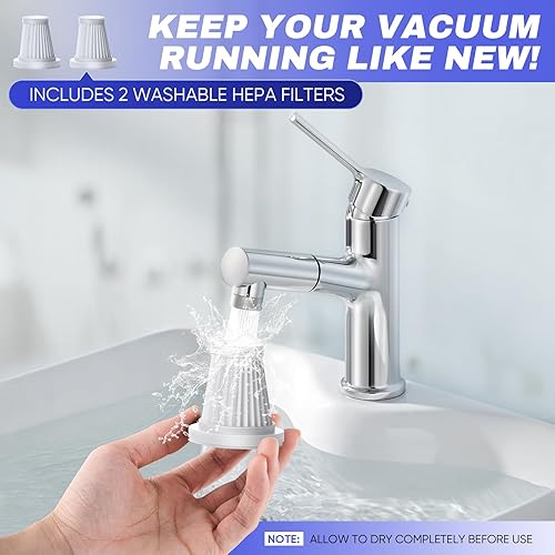 Miniatura 5 de Aspiradora portátil sin cable, 3 en 1 de mano, 17500 PA de alta potencia, aspiradora de mano y plumero de aire para succión, soplado, inflado y