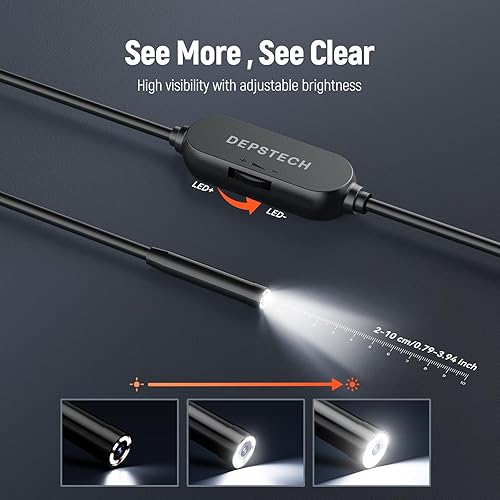 Miniatura 4 de DEPSTECH Cámara endoscopio con luz, cámara de inspección de boroscopio FHD con tecnología Bluart 3.0, sonda delgada de 0.276 in, cable semirrígido