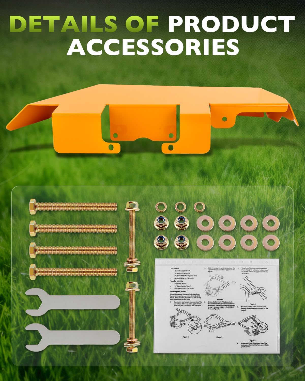 Mower Steel Fender Kit Compatible with Cub Cadet Ultima ZT1 ZT2 ZT3 Zero Turn Lawn Mowers Upgrade Steel Yellow Fender with Nut, Screw, and Wrench Replace 19A70062100