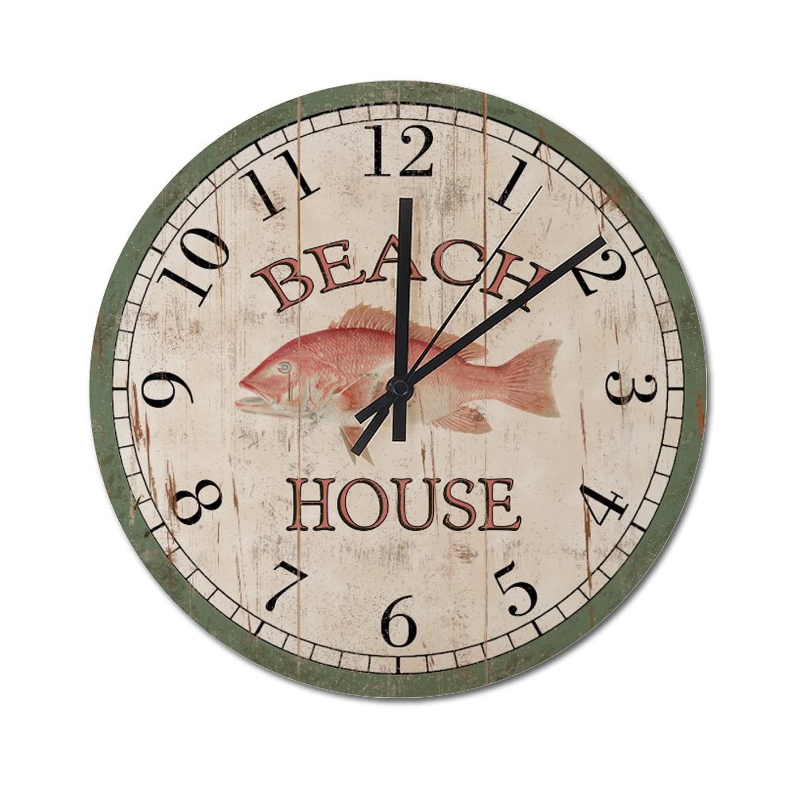 Horloge facile a lire verte et rouge grand cadran 38 cm pour decoration murale de bureau
