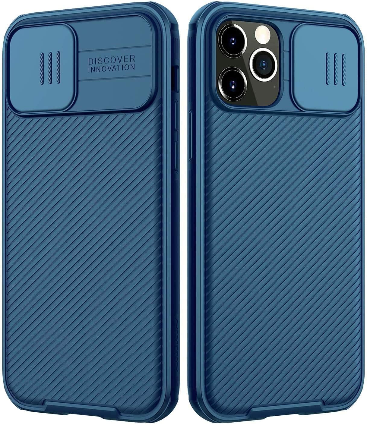 imluckies Compatible for iPhone 12/12 Pro Case with Camera Cover, Hard PC Back & Soft Bumper, Protective & Slim Fit, Camera Protection Case for iPhone 12 &12 Pro 6.1" 2020-Blue