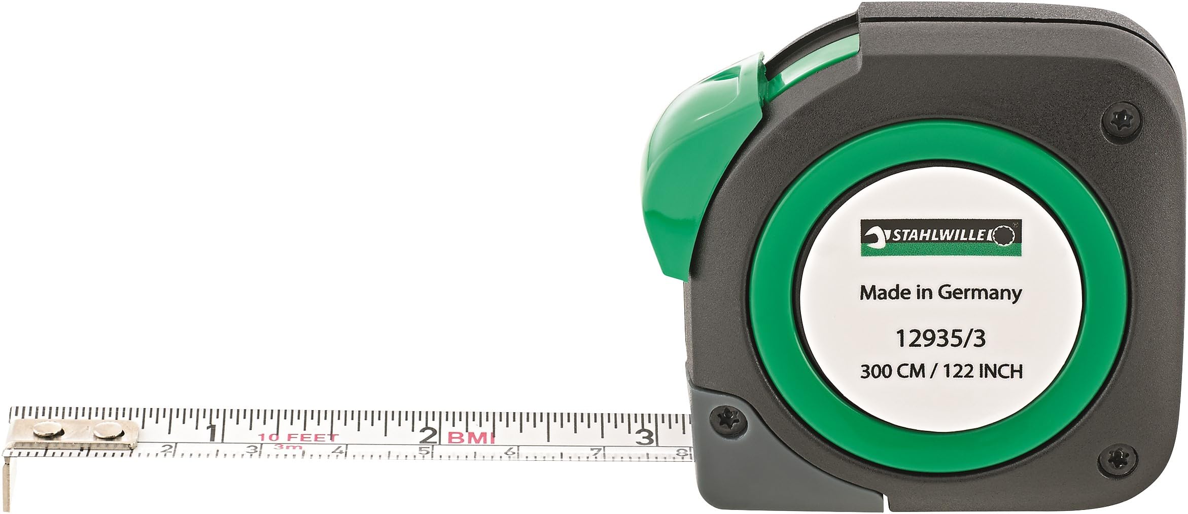 Stahlwille77040010 10 ft Roll Tape Measure No. 12935, Metric-Inch Scale, 10 Pack, Length 3 Meters / 122 inches, with Tape Lock, Weight 92g, Made in Germany