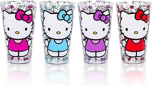 Miniatura 1 de Sanrio Hello Kitty - Juego de 4 vasos coloridos para pinta vasos de cerveza para licor bebidas de pub cada uno tiene capacidad para 16 onzas