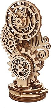 UGEARS Steampunk Clock 3D Wooden Puzzles for Adults - Wooden Model Kits for Adults Mechanical Build a Clock Kit Steampunk Decor Clocks Puzzle Brain Teaser, Hobby Set Home Decoration
