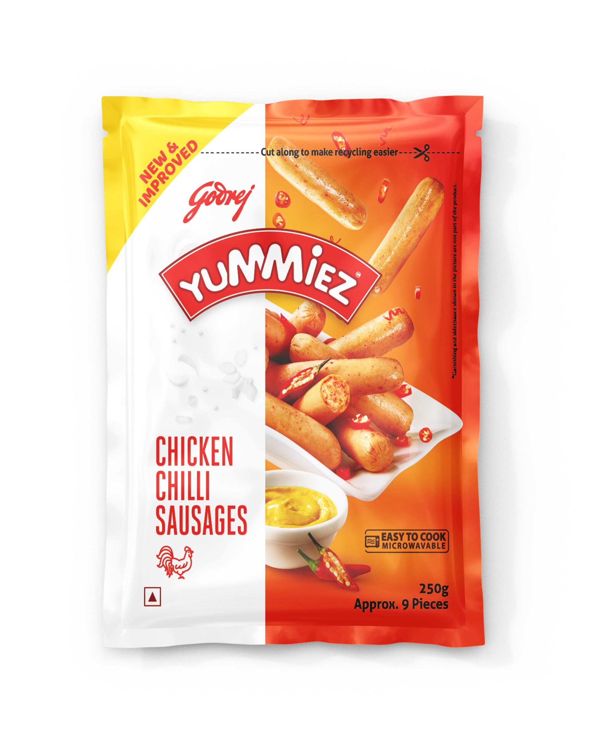 Godrej Yummiez Chicken Chilly Sausage Pouch, 250 g