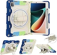 Vista 11 de Funda para Xiaomi Pad 5 / MiPad 5 Pro de 11 pulgadas 2021, resistente funda protectora a prueba de golpes para niños con soporte giratorio de 360°