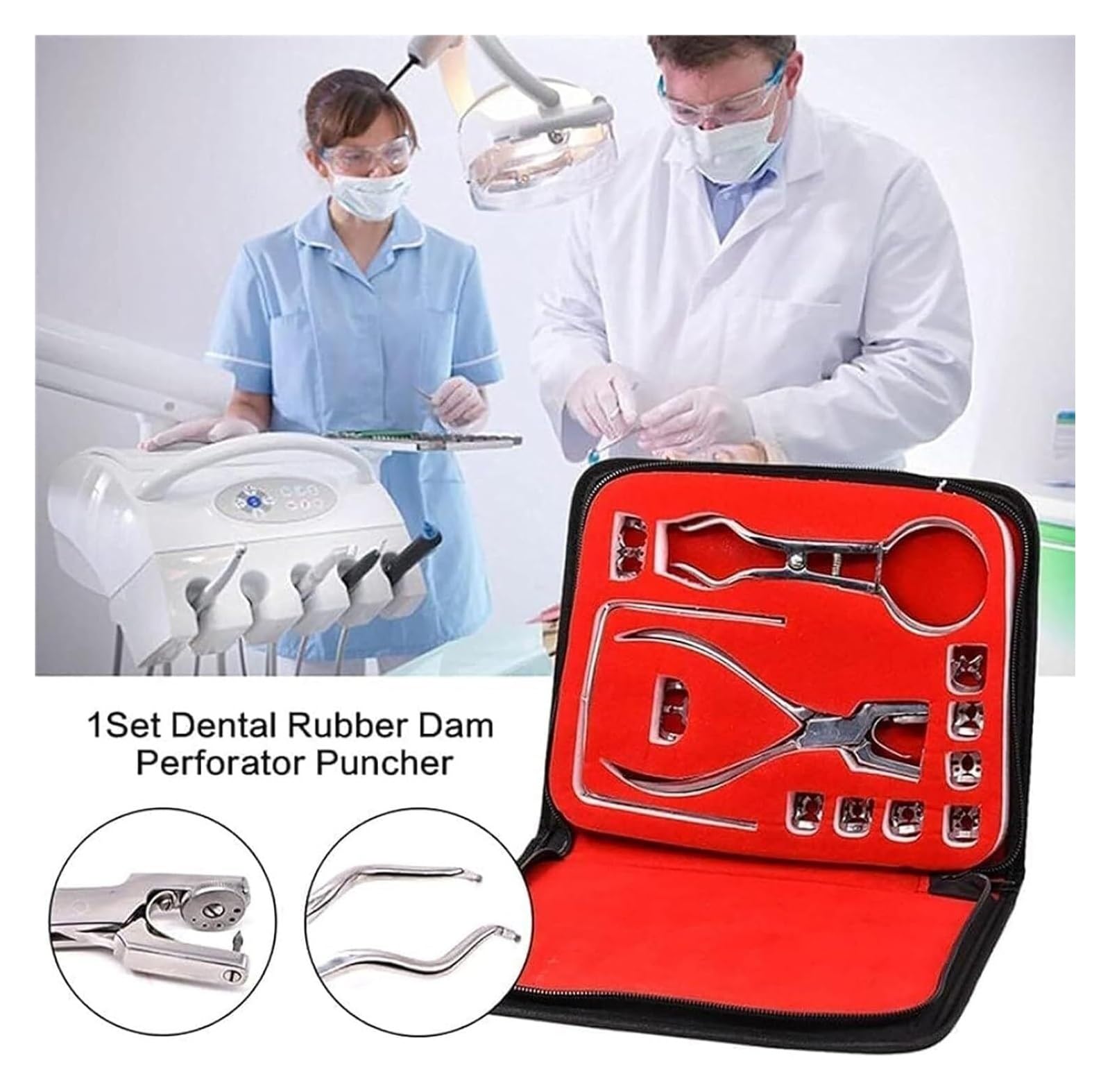 Zestaw koferdamu dentystycznego endodontycznego, zestaw koferdamu z zaciskami ramowymi Instrumenty dentystyczne, zestaw narzędzi do zaciskania dentystycznego z ramkami zacisków płytkowych pozycjonując