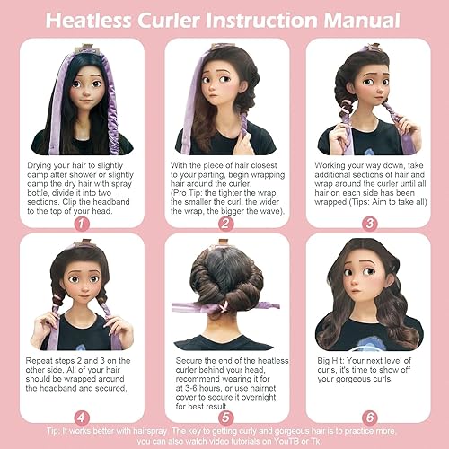 Miniatura 7 de Diadema sin calor para la noche, rizadores de pelo sin calor de 70 pulgadas con gorro de pelo para dormir, azul-verde