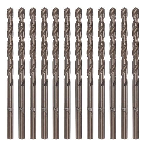 Miniatura 10 de HARFINGTON 12 brocas de cobalto, 0.094 in M35 de alta velocidad métrica de acero de alta velocidad brocas de vástago recto para metal duro, acero