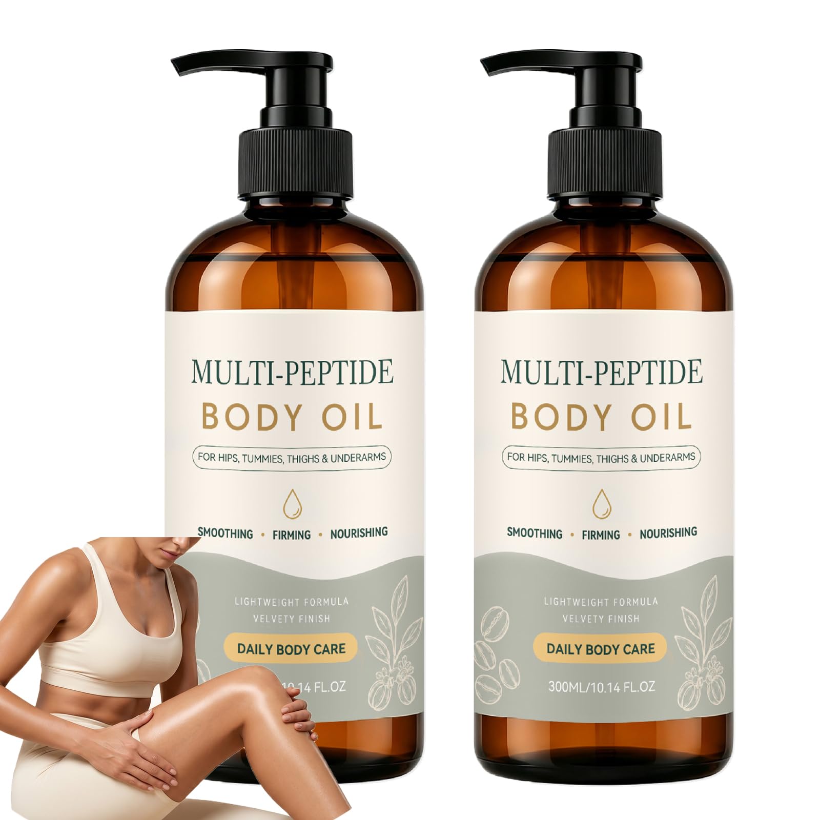 Aceite de masaje corporal con complejo de péptidos triples, reafirmante, aceite corporal anticelulitis, aceite de masaje anticelulítico para una piel suave y radiante, reafirma y reafirma la piel. (2