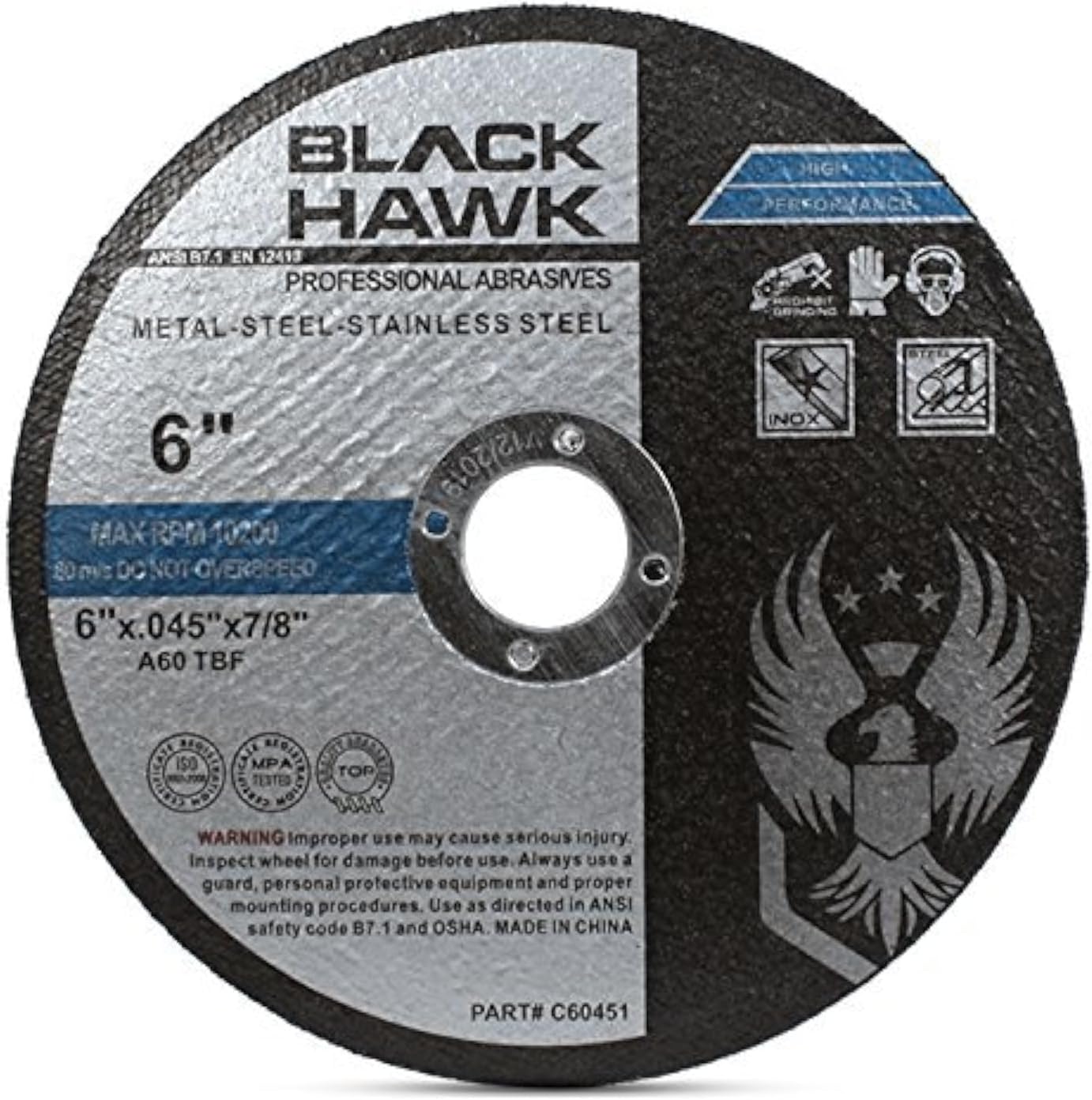 BHA Metal and Stainless Steel Thin Cut Off Wheels for Angle Grinders, 6” x .045” x 7/8” - 25 Pack