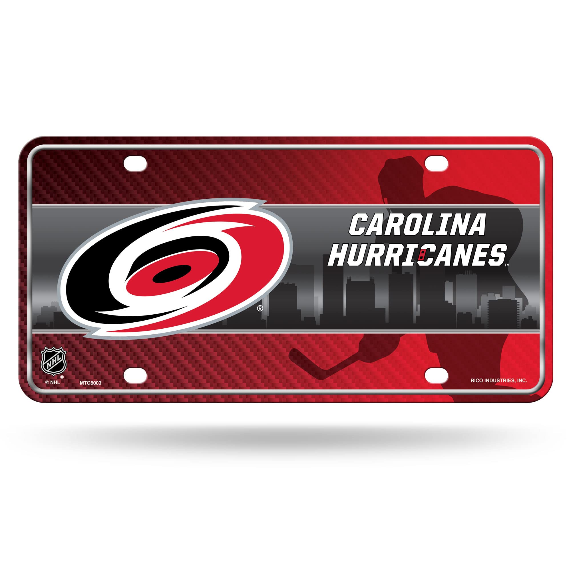Rico Industries Unisex-Erwachsene Metal License Plate Tag NHL Carolina Hurricanes Kennzeichenanhänger aus Metall, Teamfarbe, 6 x 11.5-