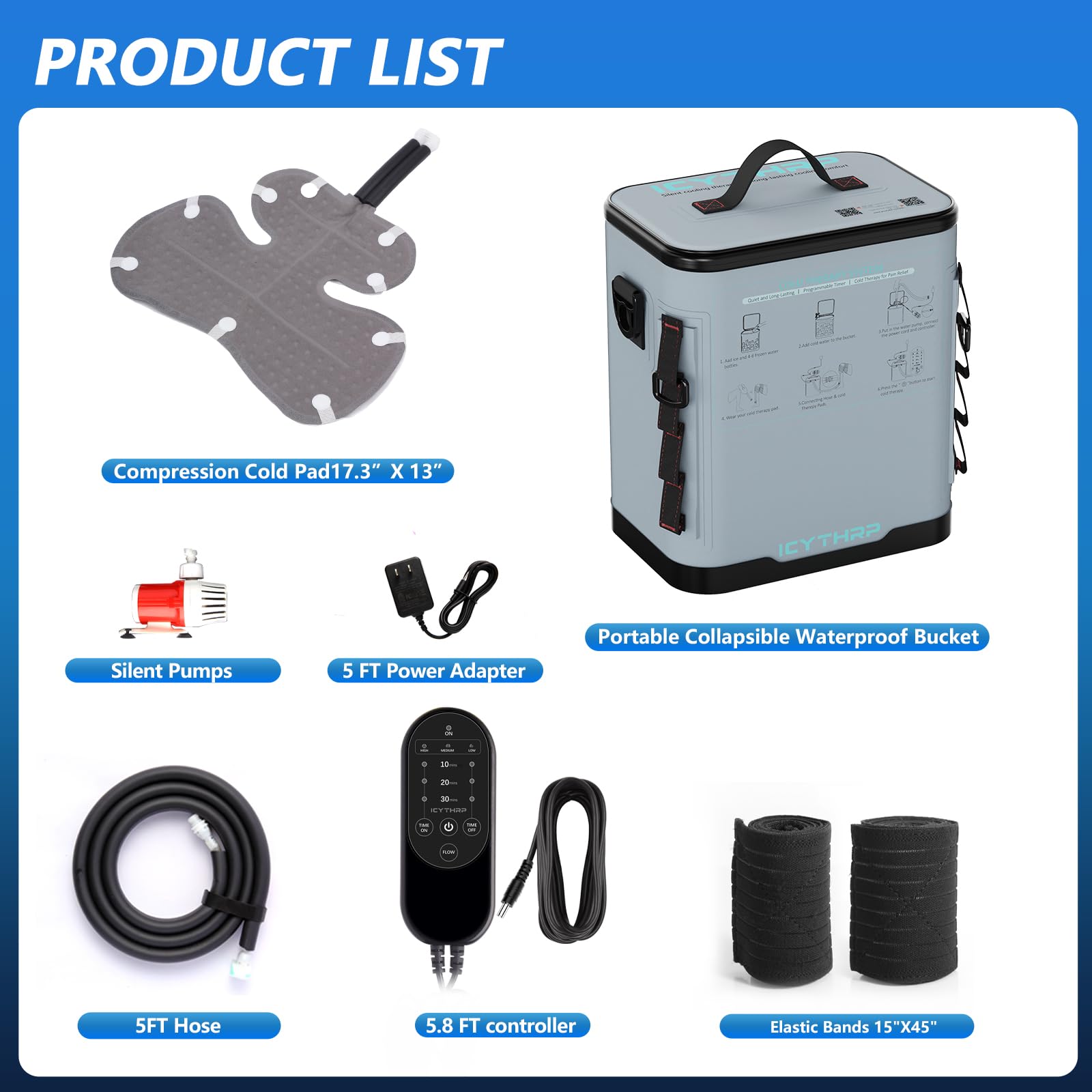ICYTHRP Máquina de terapia de frío con temporizador programable, máquina de hielo portátil para hombro después de la cirugía, sistema de recuperación de reemplazo de hombro, alivio del dolor de