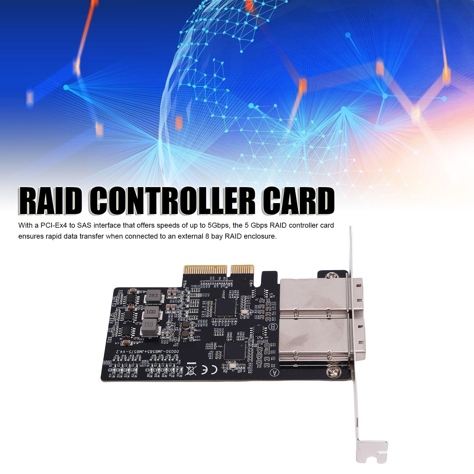 Emoshayoga Scheda Controller Adattatore SAS PCIe Ad Alta velocità da 5 Gbps per Applicazioni Desktop e Server PCB e Metallo