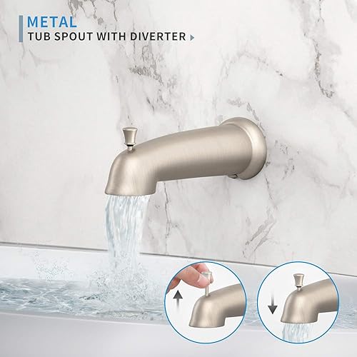 Miniatura 4 de EMBATHER Juego de grifo de ducha con boquilla de bañera, juego de grifo de bañera 2 en 1 con 8 modos de cabezal de ducha, juego de grifo de bañera