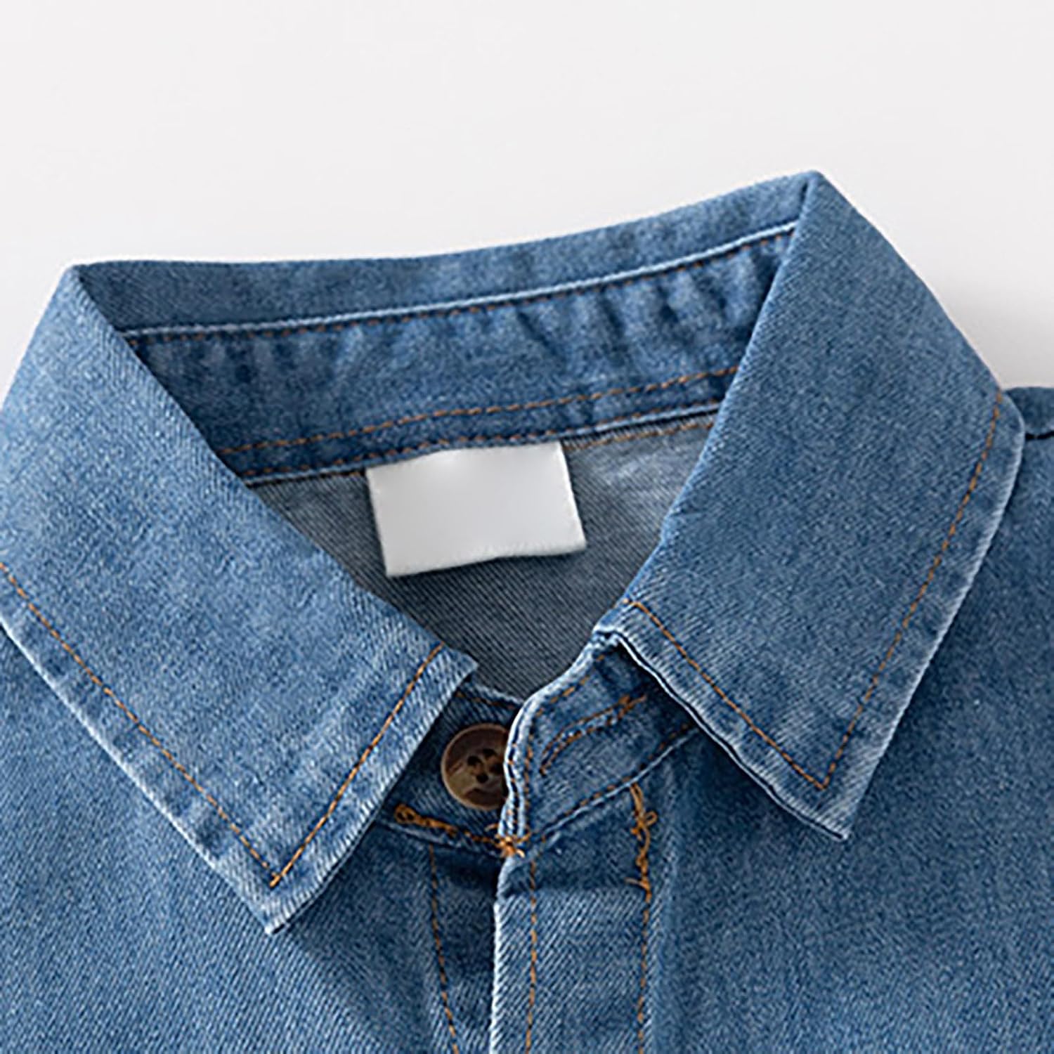 Toddler Baby Boys Cute Long Sleeve Button Down Denim Jean Shirt Slouchy Denim Dress Shirt Tops Blouse