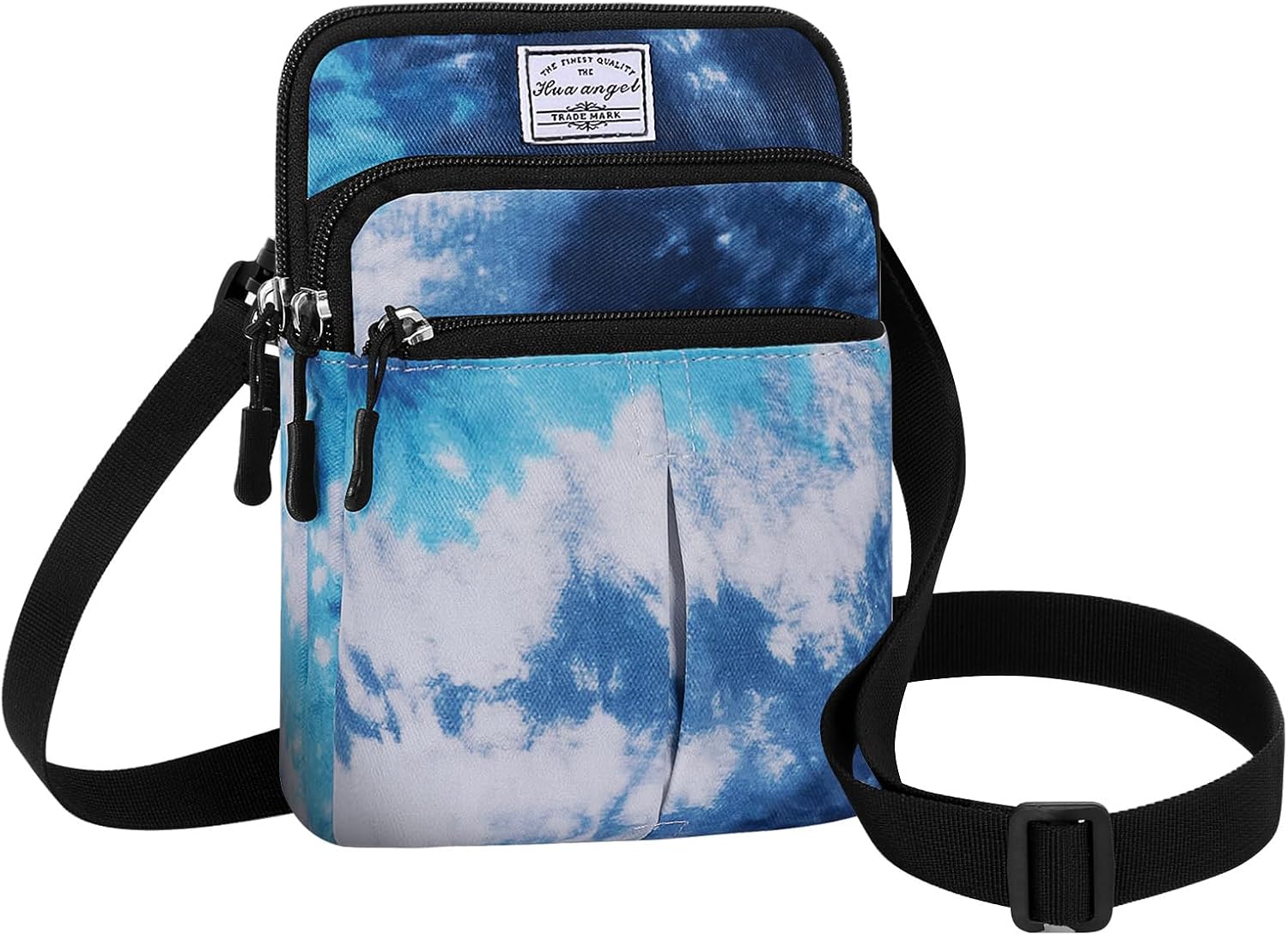 HUA ANGEL Mini Borsa A Tracolla In Vera Pelle Cerata Per Donna – Porta Cellulare Multitasche – Nero/Blu/Marrone