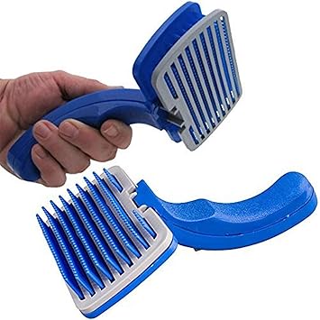 W9 Self Cleaning Grooming Brush for Dog-Reduce Knots and Tangles-Blue-Medium