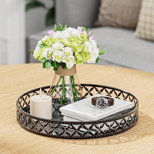 Miniatura 4 de Bandeja de tocador para encimera de baño, bandeja decorativa negra de 11 pulgadas, bandeja organizadora de encimera de baño para perfumes,