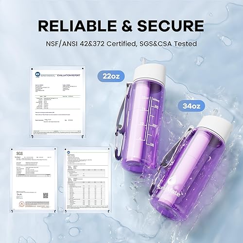 Miniatura 2 de SurviMate - Botella de agua filtrada de ultrafiltración de 5 etapas 0.01μm, material libre de BPA, botella de filtro de agua portátil certificada