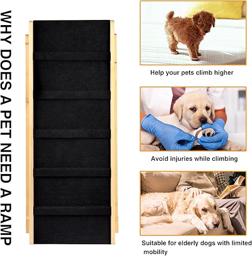 Miniatura 7 de Rampa plegable ajustable para perros para auto, camión, SUV, cama, sofá, escaleras, rampas de madera para mascotas para perros pequeños y gatos con