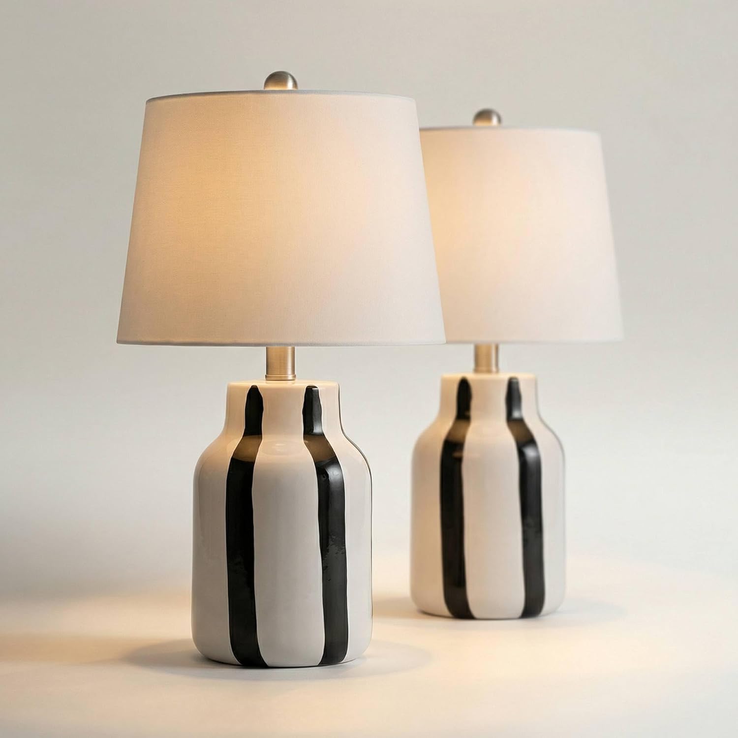 360 Lighting Cookies and Cream 20 1/2 High Black and White Ceramic Table Lamp Set of 2