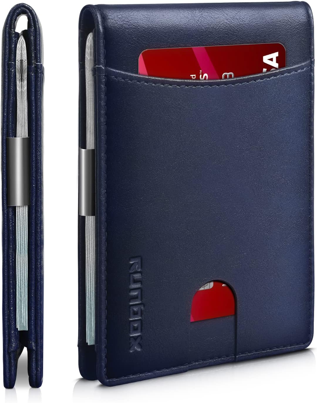 RUNBOX Slim Novelty Wallets for Men RFID Blocking 11 Card Holder Minimalist Small Leather Bifold Men's Front Pocket Wallet Gift Box