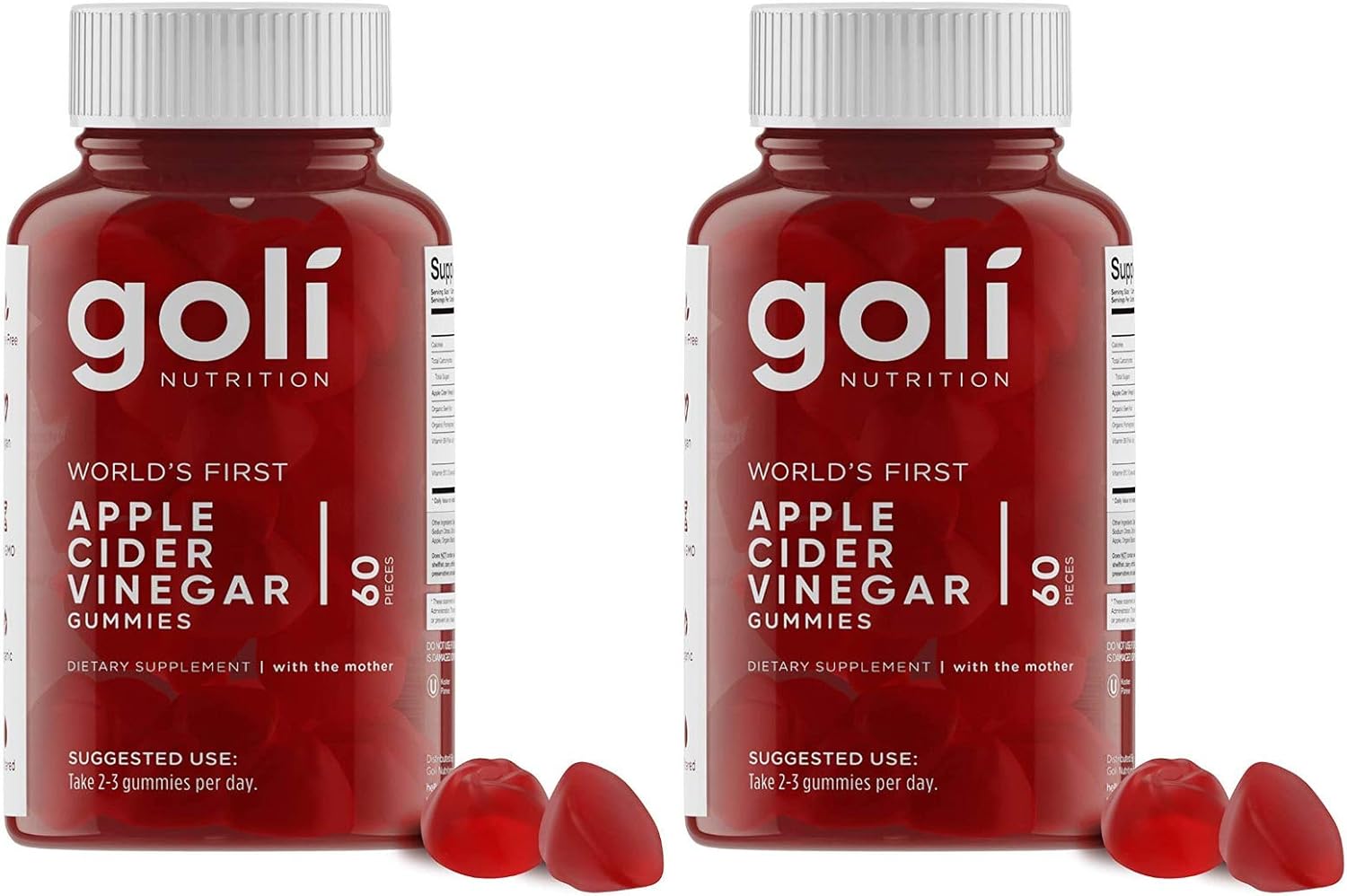 Goli Nutrition Apple Cider Vinegar Gummy Vitamins 60 Count 2 Pack
