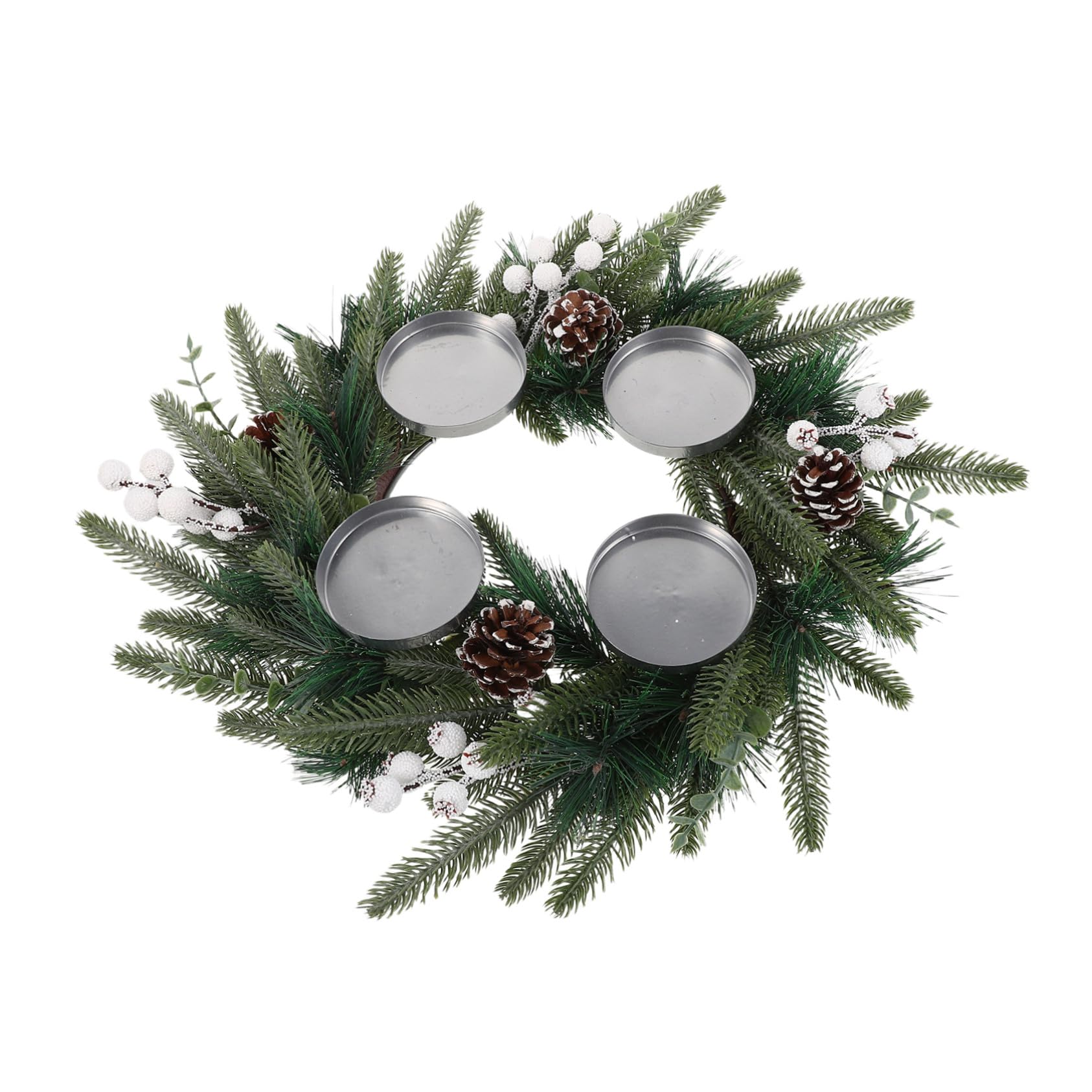 Couronne de l'Avent Noël avec pommes de pin et bougie