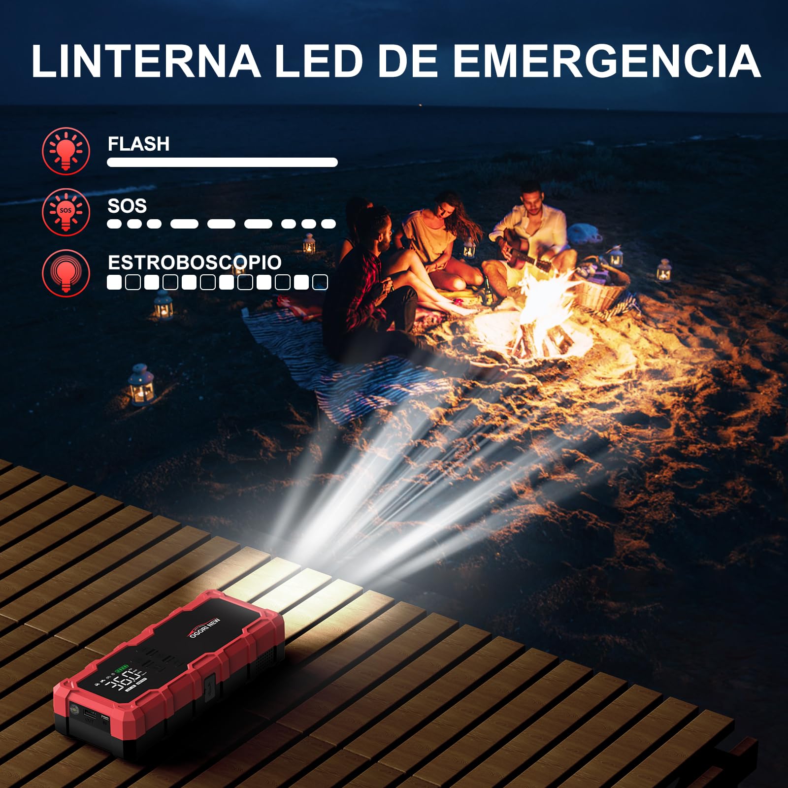 Arrancador de Coche 8000A,Arrancador de Baterias para Coche 12V con Compresor Aire Portatil(para 10L de Gasolina o 8L de Diésel),Jump Starter con Pinzas de Seguridad Inteligentes/luz LED