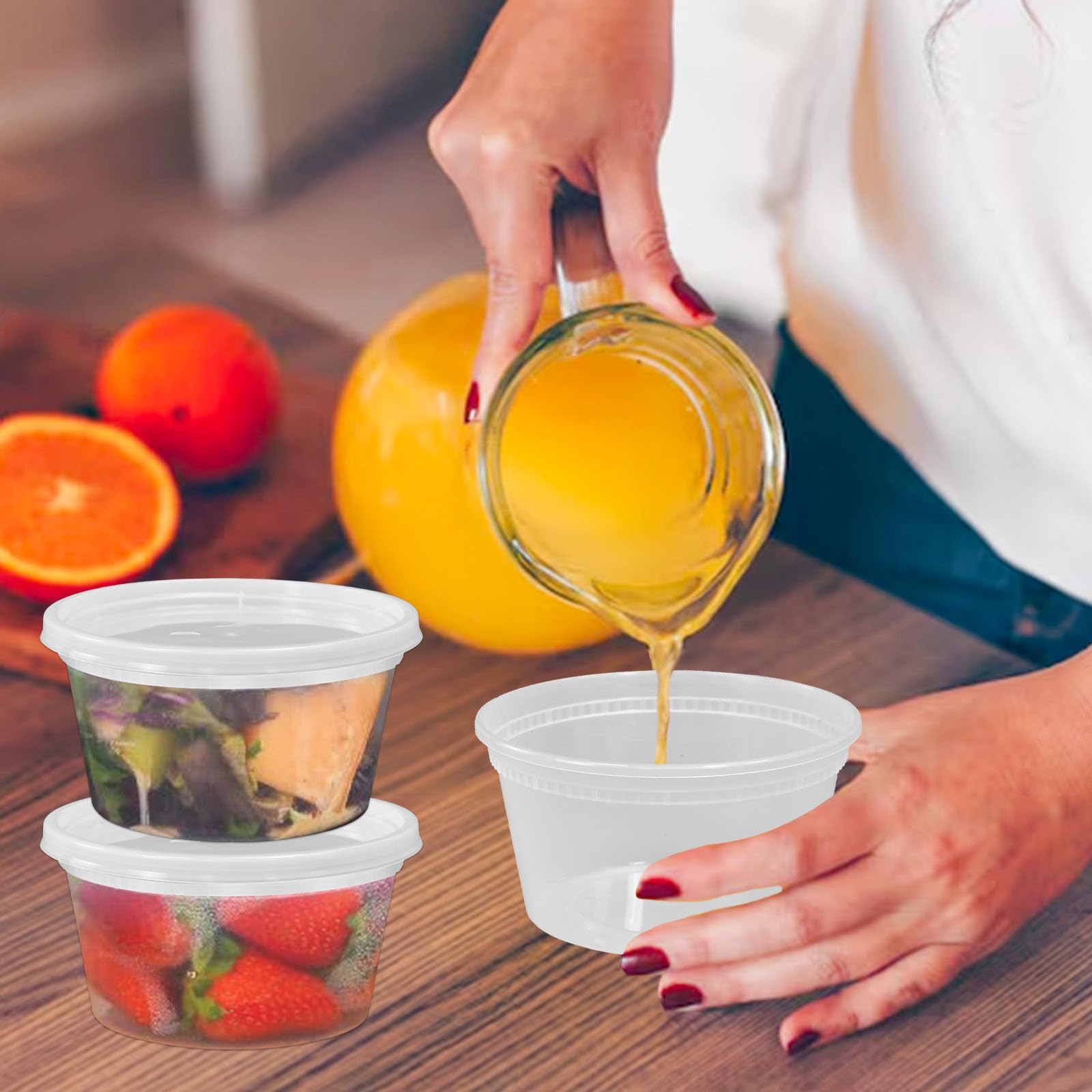 Kleemeiero 30 szt. Pojemniki Plastikowe z Pokrywką 360ML Przezroczyste Hermetyczne do Żywności
