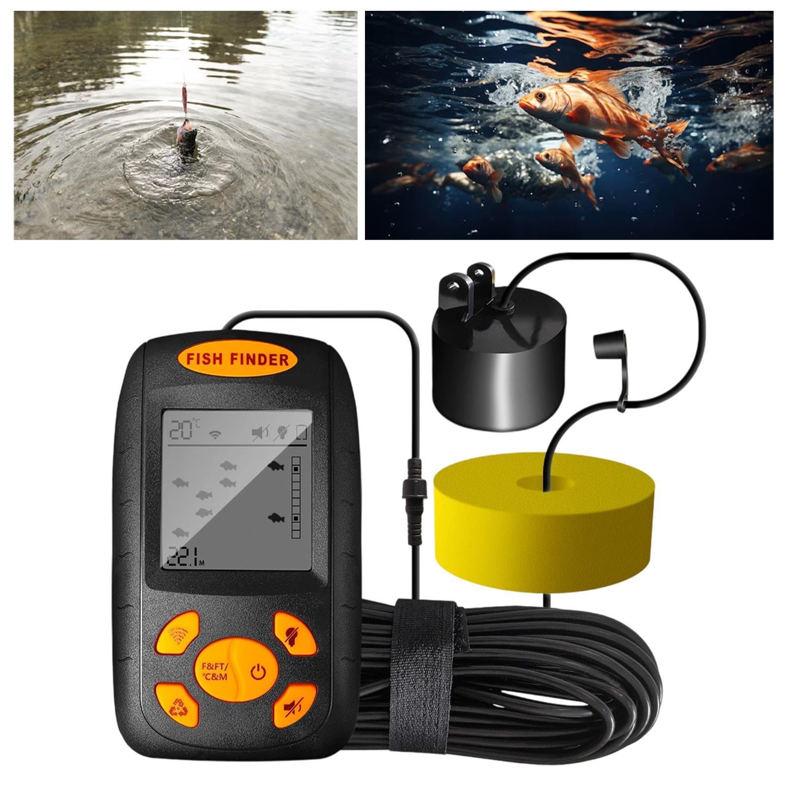 LOVIVER Sondeur de Pêche Portable, Sondeur de Profondeur Filaire Portable, écran,
