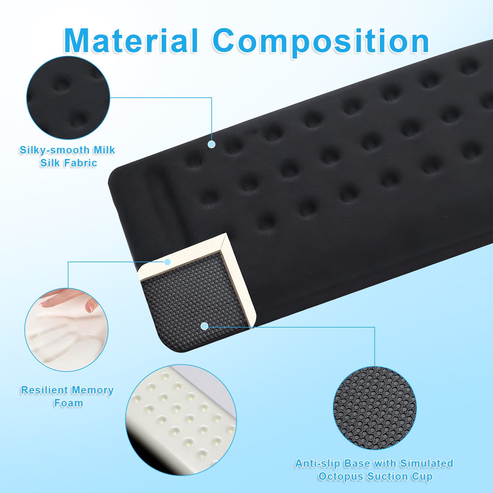 SunshineFace Keyboard Wrist Rest, 2 Pcs Ergonomic Keyboard Wrist Pad L-Shaped Wrist Rest, Wrist Pain Relief, Non-slip Computer Keyboard Stand Keyboard Riser Holder Pad for Table and Desk Edge - Image 2