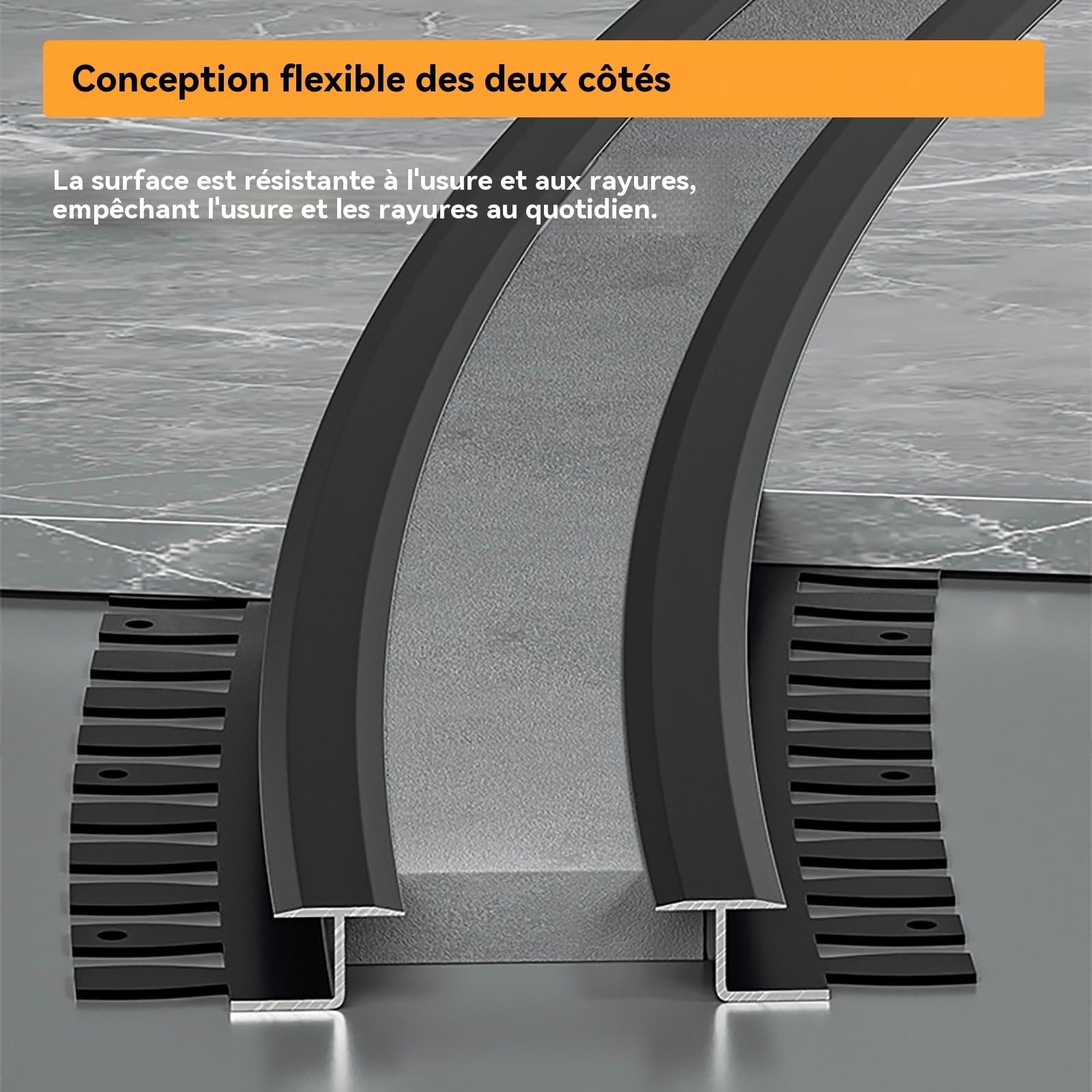 Perfil flexible de aluminio para parquet, 90 cm, 3 piezas, fácil instalación, perfecto para espacios renovados (negro, AU04)