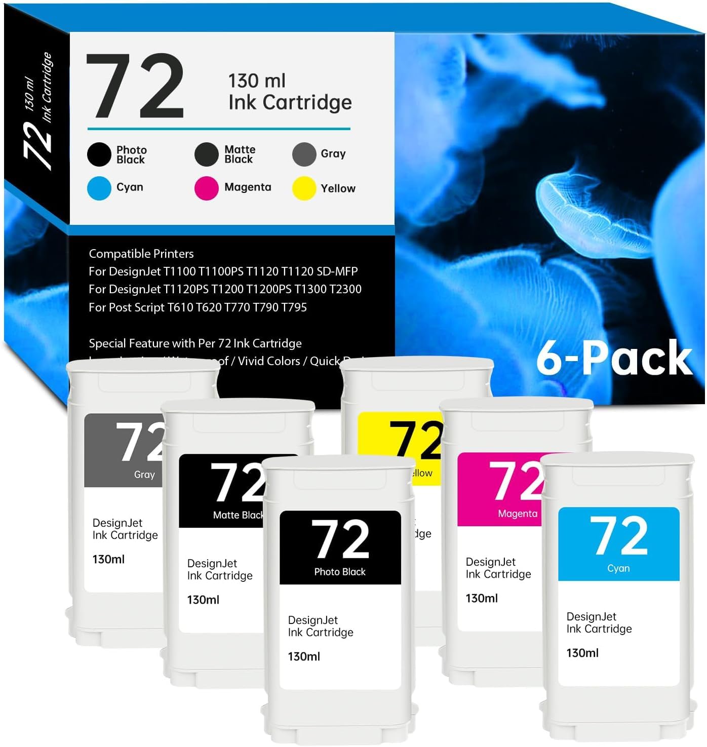 Genuine HP 72 Photo Black Ink Cartridge (C9370A) 130ml For Large Format Printers