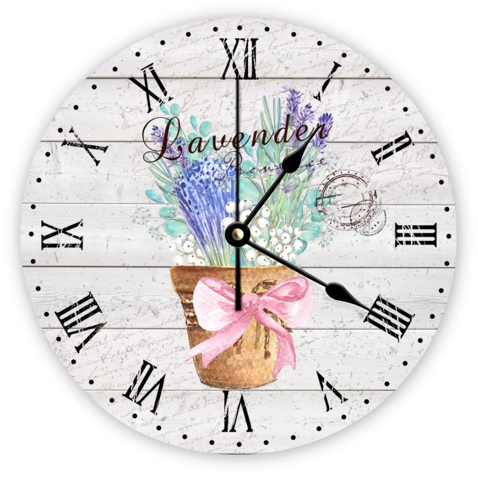 Horloge murale en bois de qualité au design fleur de lavande