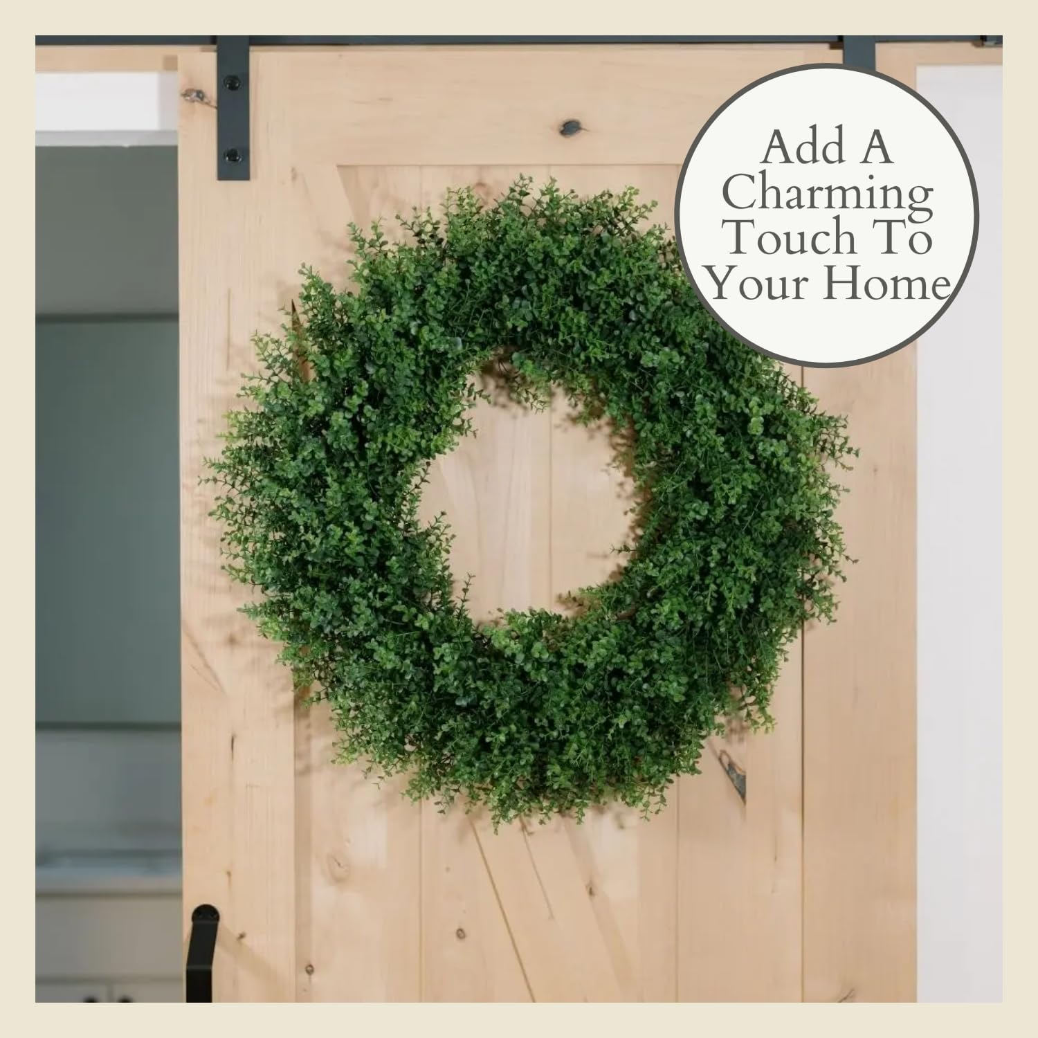 CG Hunter Faux Boxwood Wreath, Premium Artificial Indoor and Outdoor Large 30" Decorative Spring Wreath, Beautiful Life-Like Stems that Lasts Forever